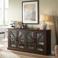 Rustic Buffet Sideboard with 4 Glass Doors & Adjustable Shelves