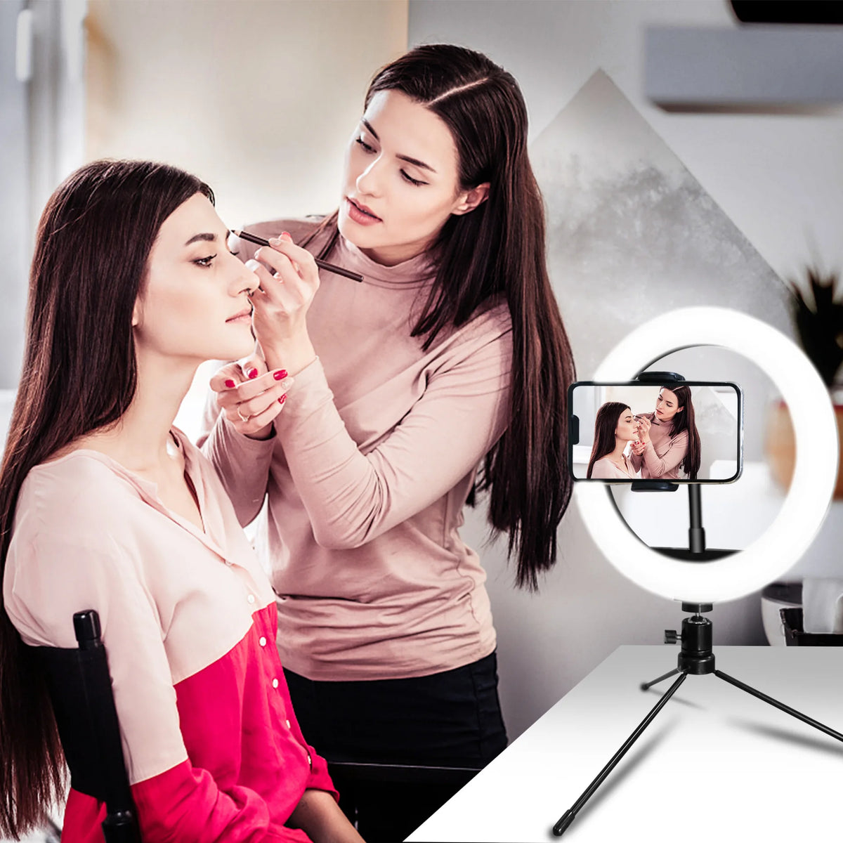 10" LED Ring Light with Tripod & Phone Holder - Dimmable Studio Light