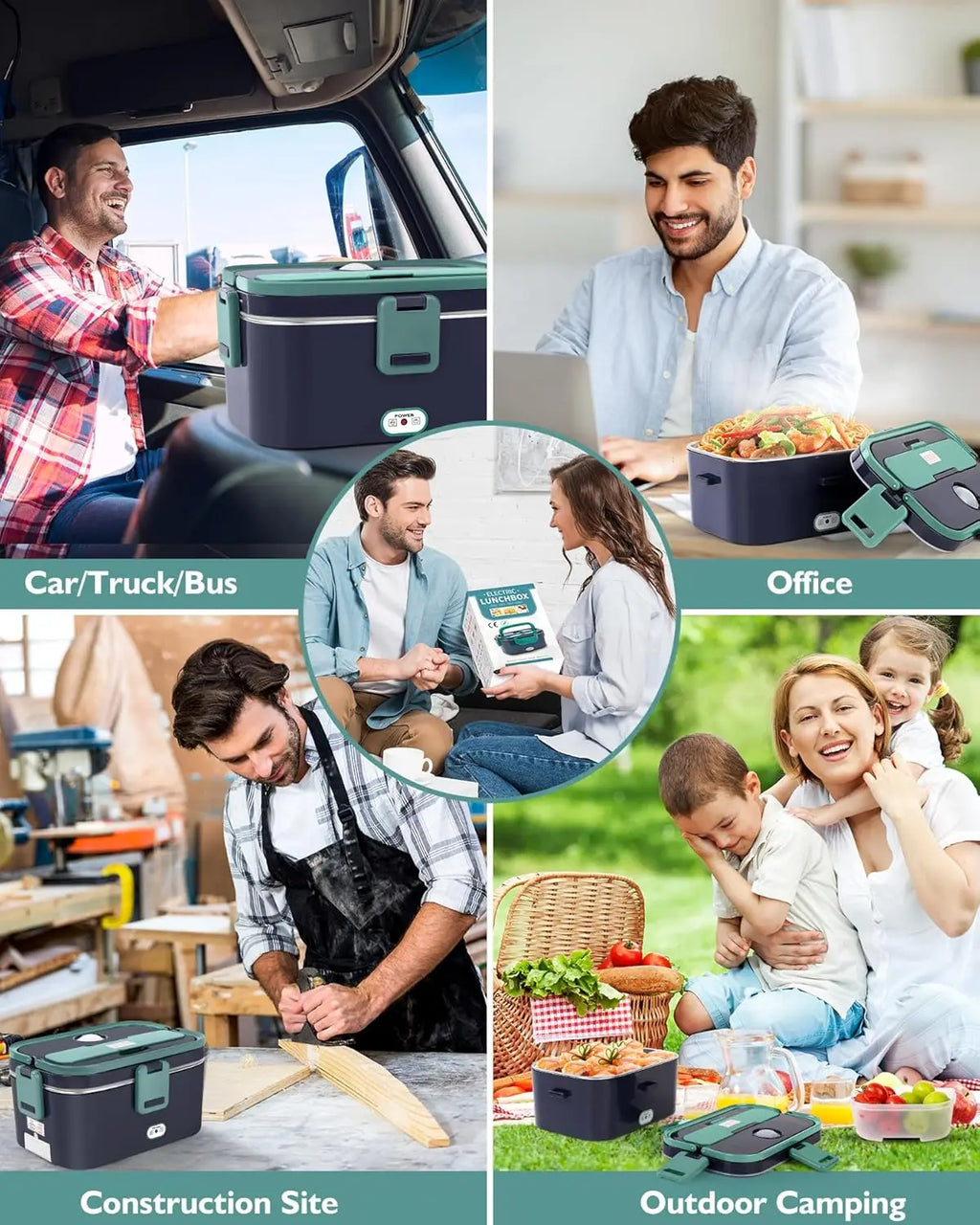Electric Heated Lunch Box – 1.8L with Salad Box & Carry Bag