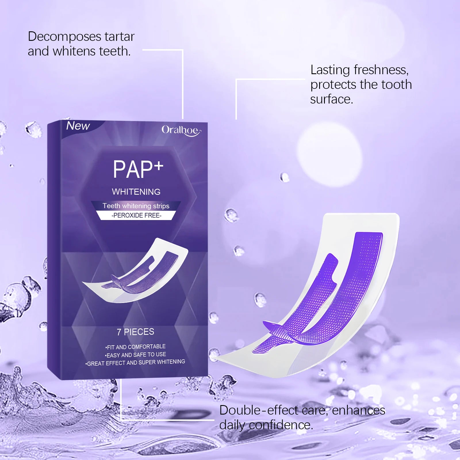 Purple Teeth Whitening Strips Bleaching Stains Remove Oral Whitening Supplies Tooth Stickers Remove Stains Care Stripes
