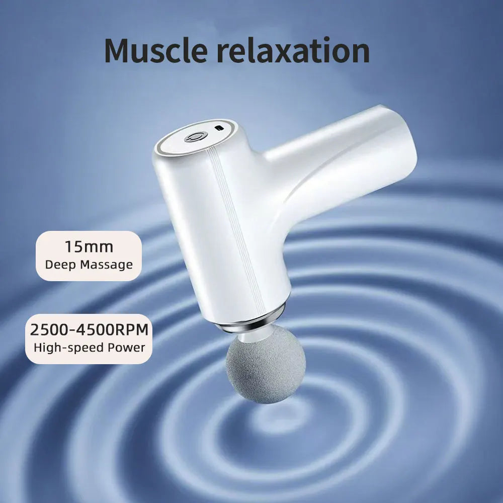 Mini Rechargeable Massage Gun with 6 Speeds and 4 Heads