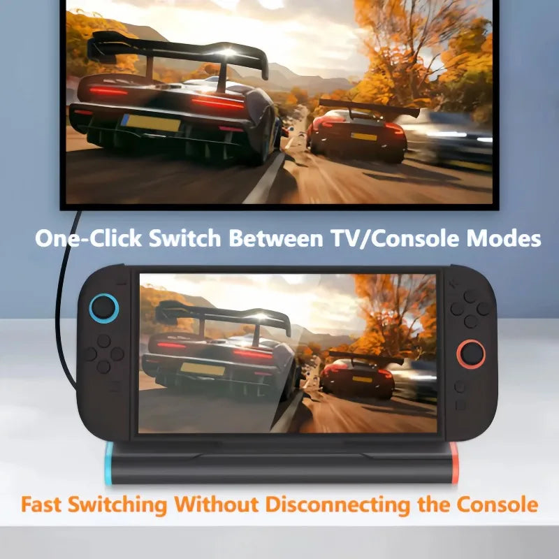 4K HDMI Docking Station for Switch 2, USB-C Male Portable Dock with 60Hz Projection & Charging, HD Video Output to TV