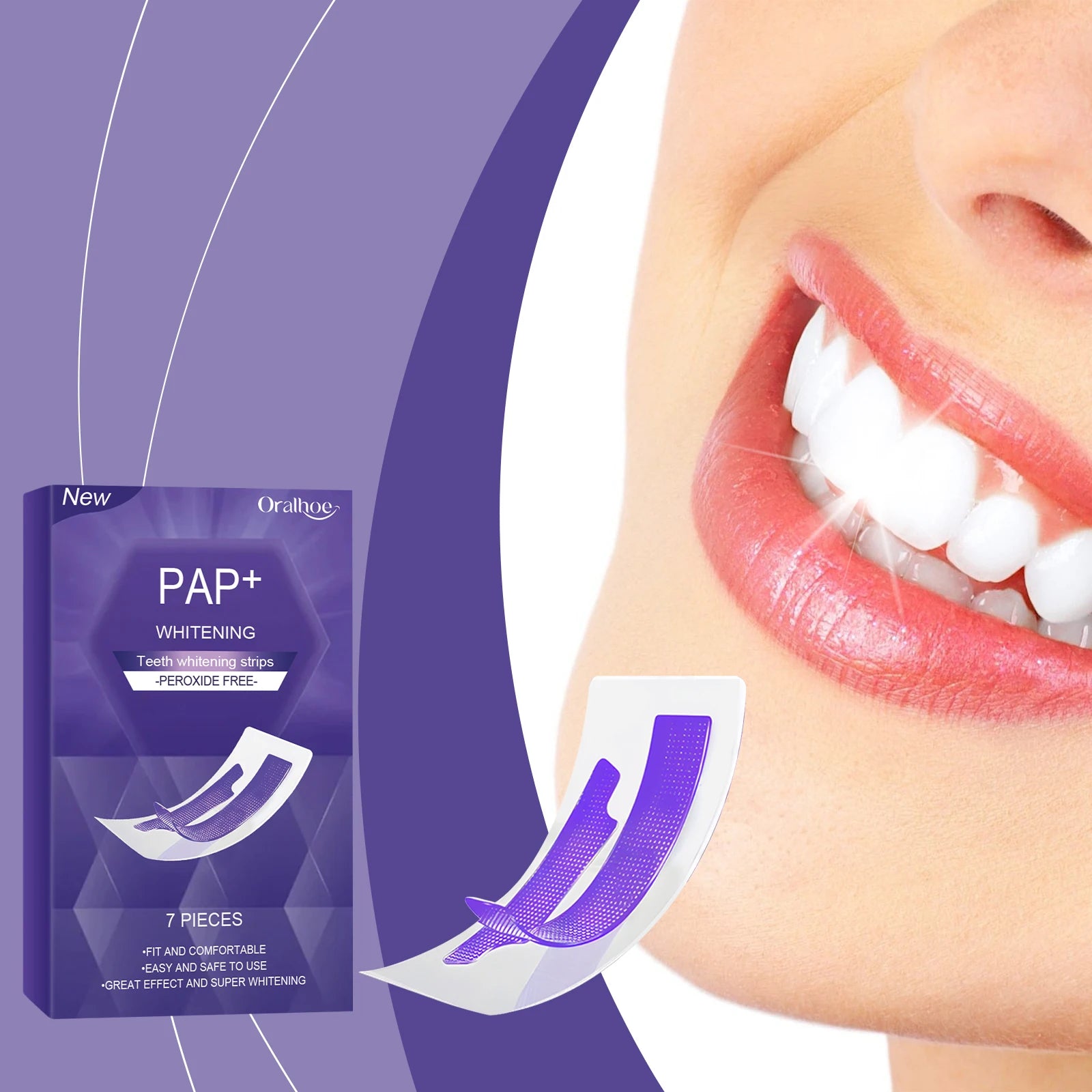 Purple Teeth Whitening Strips Bleaching Stains Remove Oral Whitening Supplies Tooth Stickers Remove Stains Care Stripes