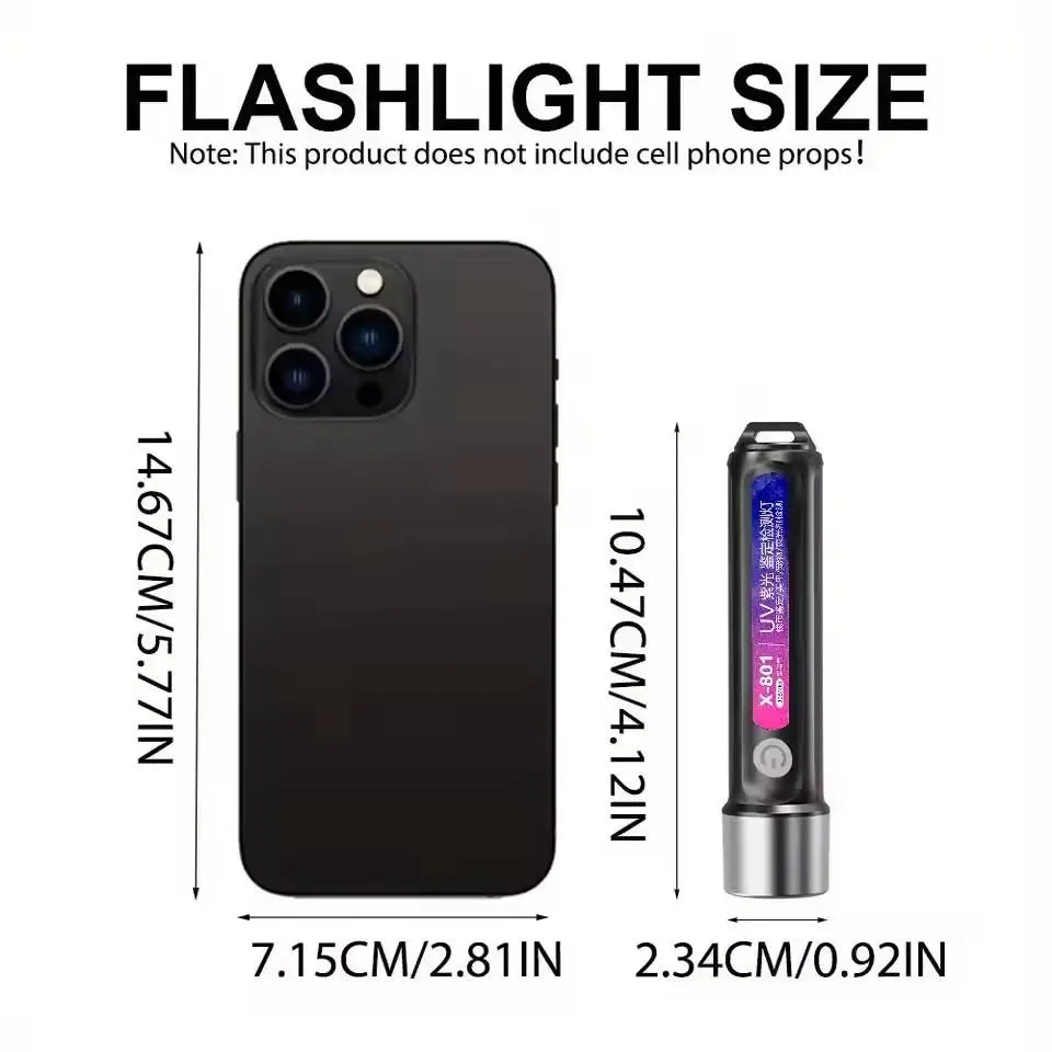 USB Rechargeable UV Torch – 395nm Mini Blacklight