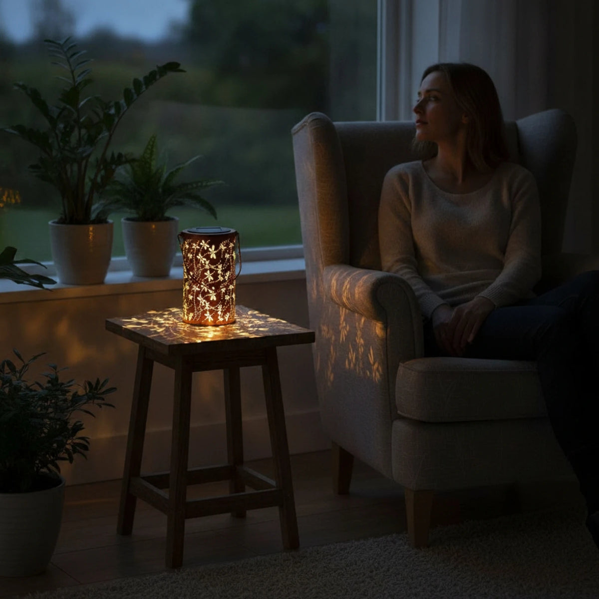 Decorative Solar Garden Lantern with Cut-Out Design