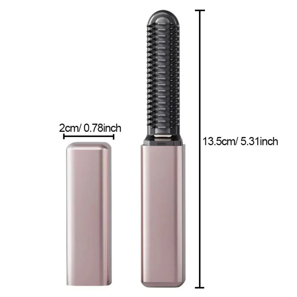 USB Rechargeable Hair Straightening Brush – Mini Heated Comb