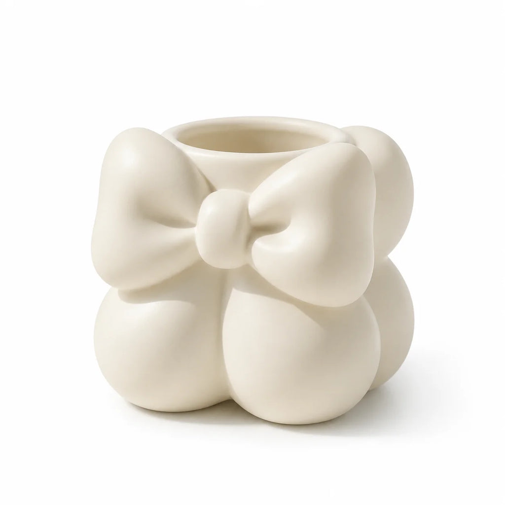 Bow-Shaped Toothbrush Holder – Coquette Bathroom Organiser in Cream