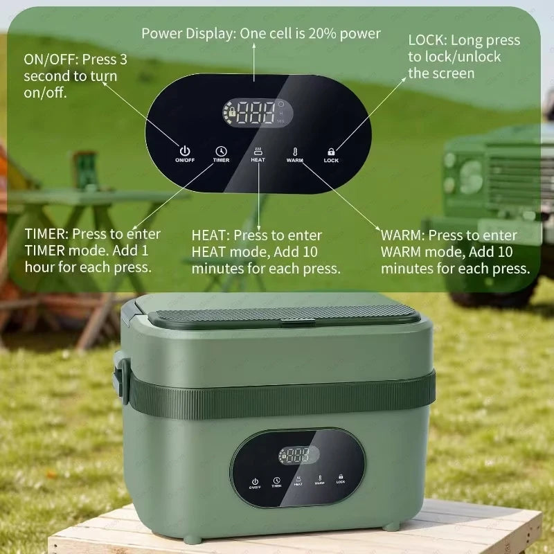 Cordless Heated Lunch Box with Carry Bag – 1.5L, 18,000mAh