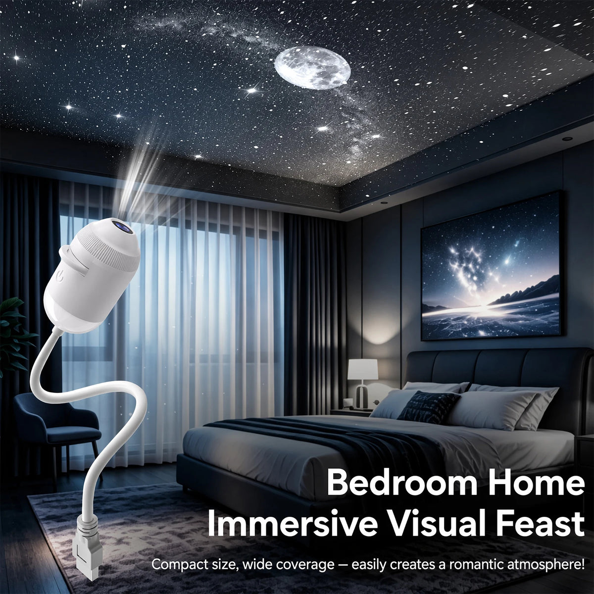 USB Galaxy and Ocean Projection Night Light with Flexible Arm