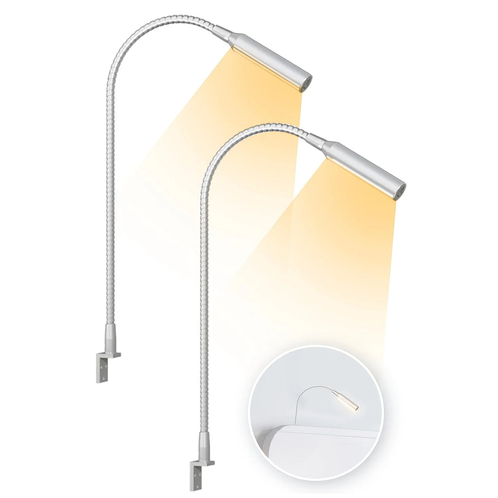 Dimmable LED Reading Lamps with Flexible Gooseneck – Set of 2