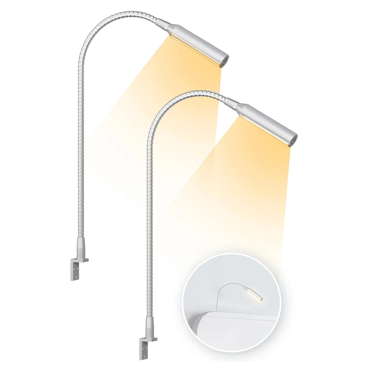 Dimmable LED Reading Lamps with Flexible Gooseneck – Set of 2