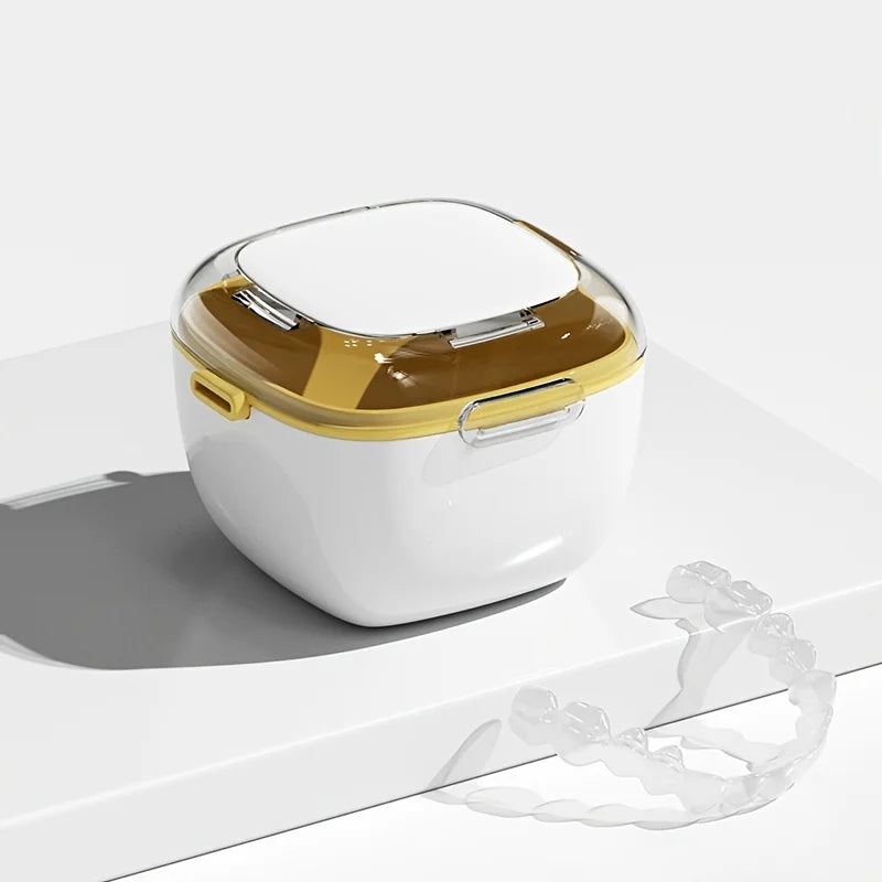 Multi-functional Retainer Case Portable Mouth Guard Box Oral Cleaning False Teeth Denture Storage Box Teeth Aligner Braces Box