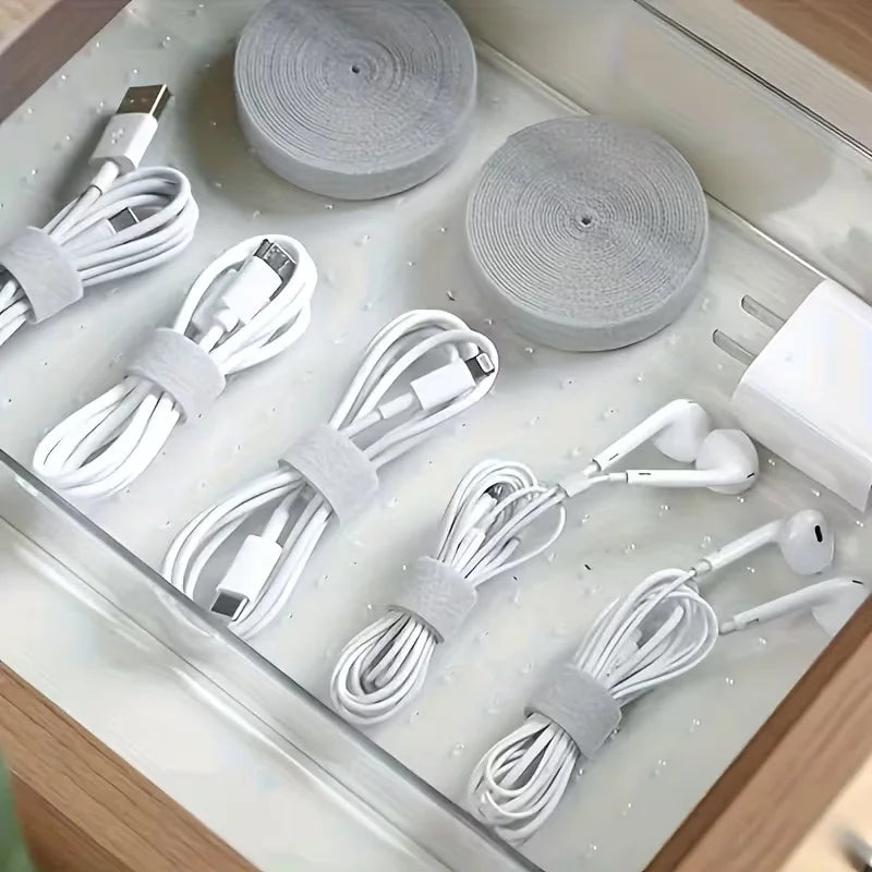 YITAPE 1M Silicone Hook and Loop Cable Organizer Reusable Cord Management Wire Wrap Strapping Tape for PC TV Phone Office Cable