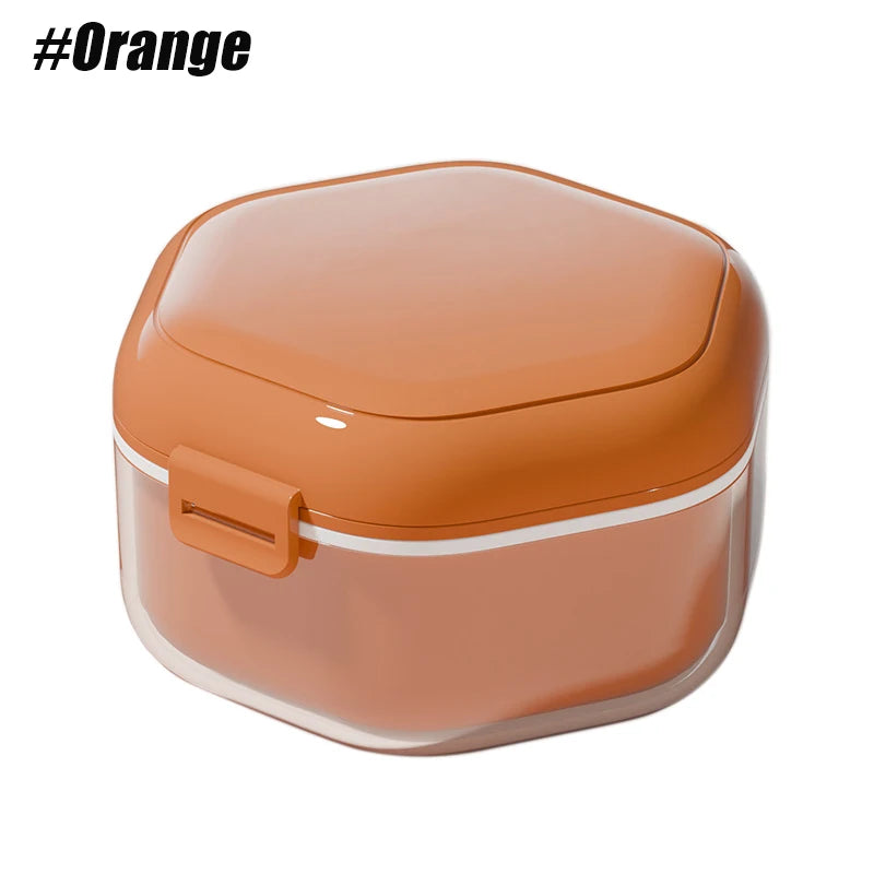1pcs  Denture Bath Box,Denture Case,Retainer cup,Three-Layer Separation Retainer Case, Denture Cup,Mouth Guards Holder