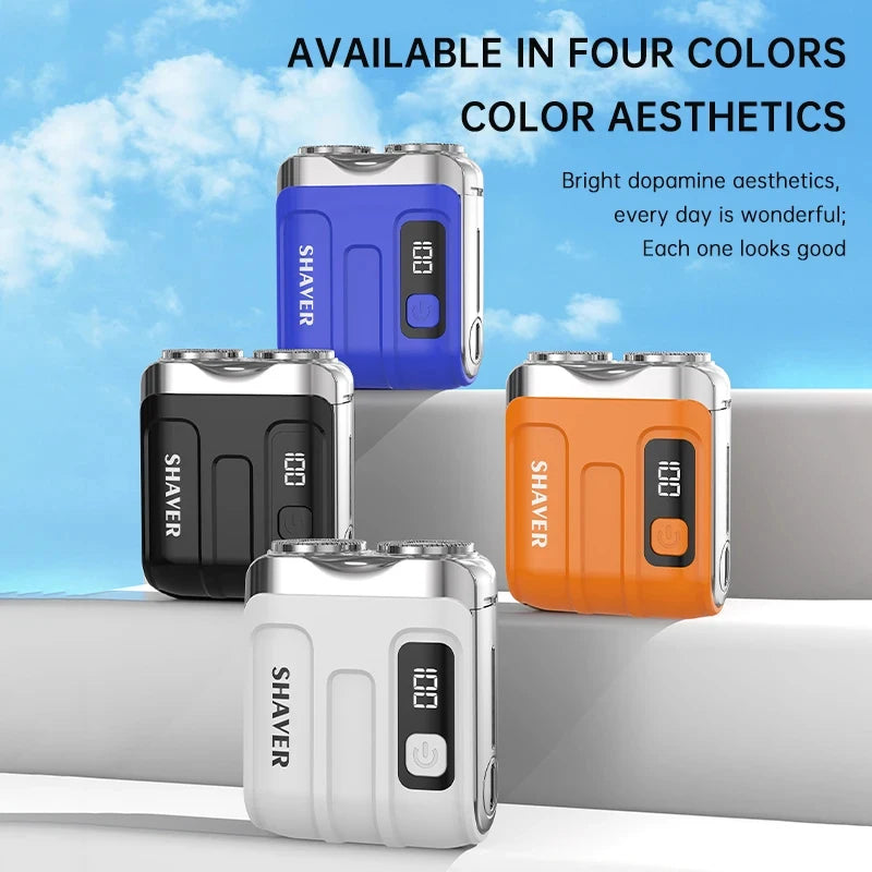 Mini Electric Shaver with Digital Display – Dual Blade Rechargeable Beard Trimmer