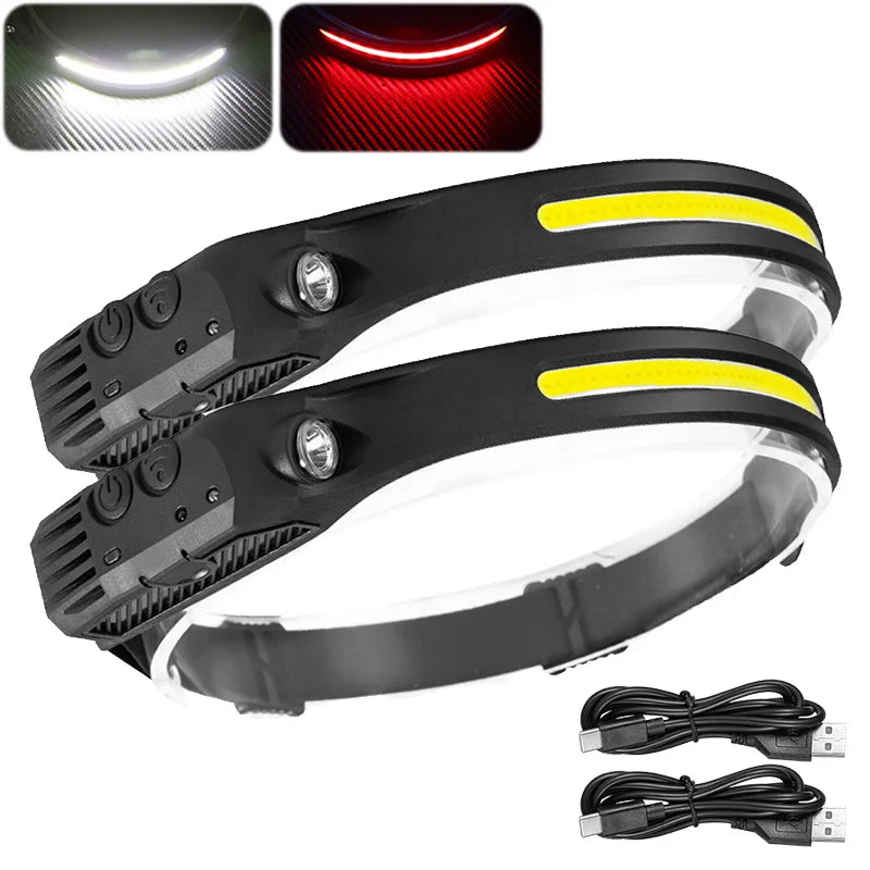 USB Rechargeable LED Head Torch with Motion Sensor