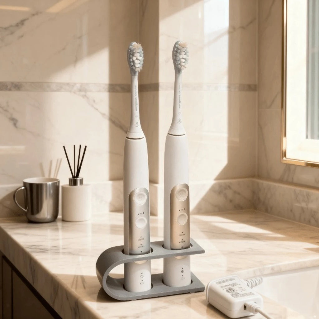 Two-Hole Toothbrush Holder for Countertop, Electric Toothbrush Storage Rack Bathroom Tools, Suitable for Organizing Toothbrushes