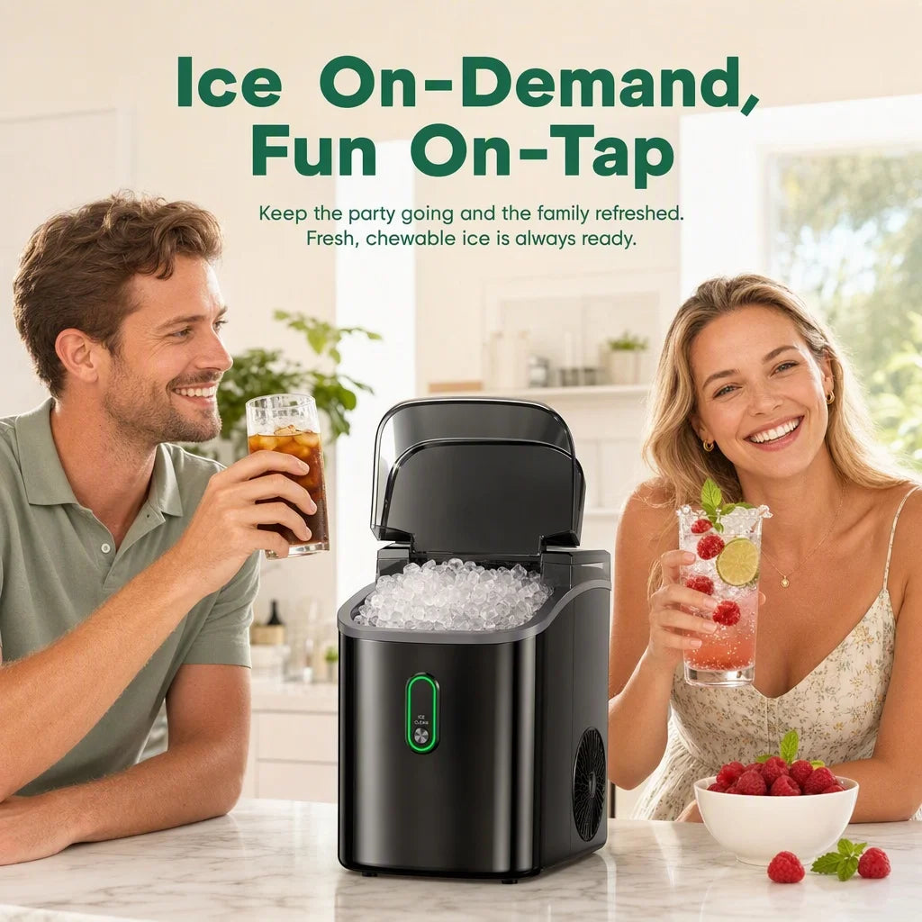 Nugget Ice Maker, Countertop Chewable Ice Machine