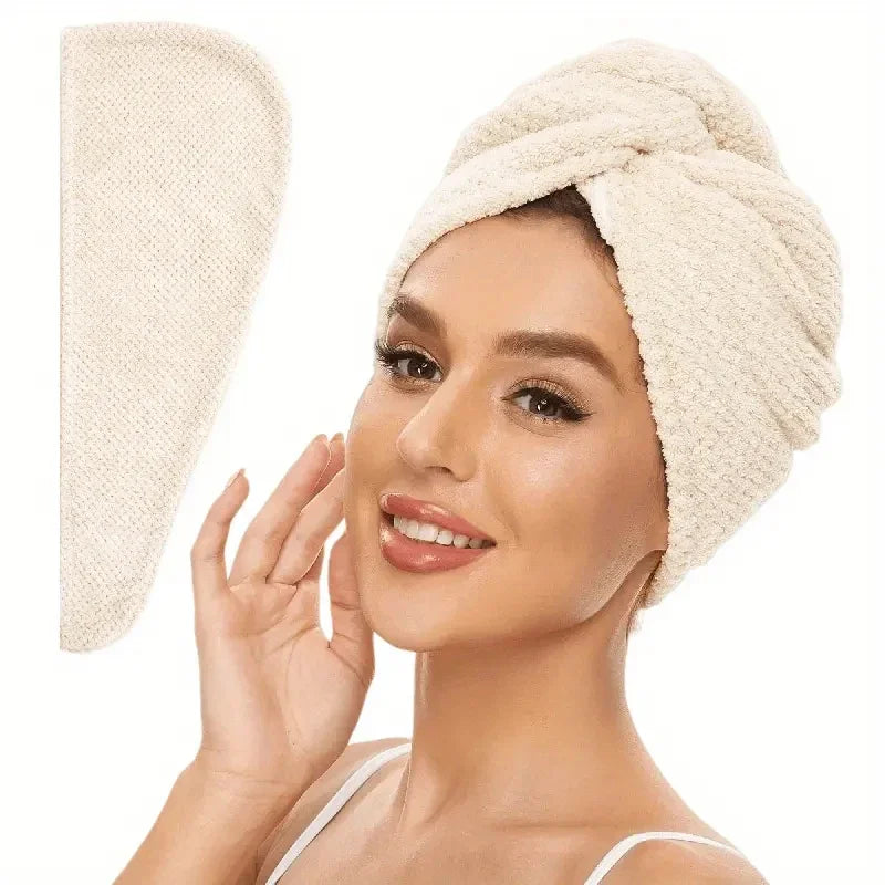 Daily household bath towels, hair drying caps, size 9.8 inches x 25.5 inches, women's adjustable absorbent hair towel