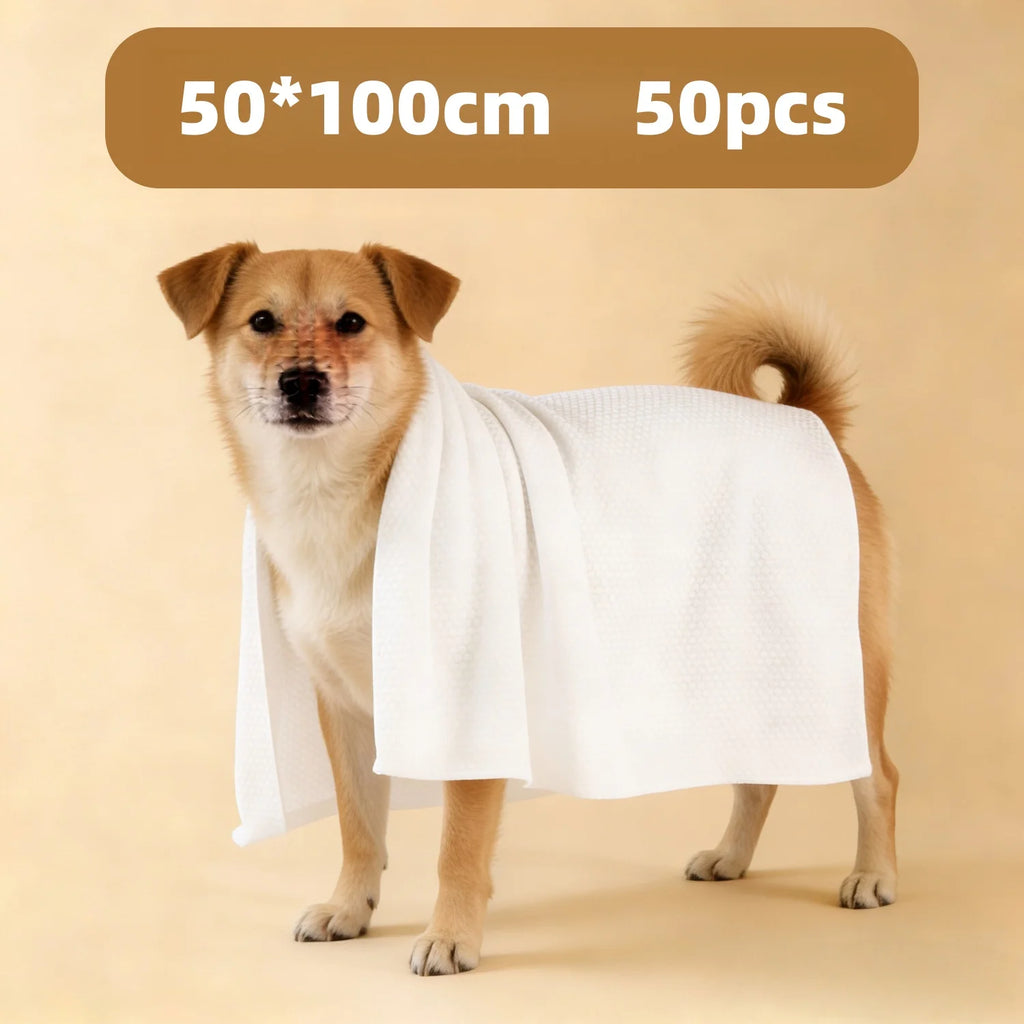 Disposable Pet Bath Towel Super Absorbent Lint-Free Dog Cat Drying Wipes 3 Sizes Thick Disinfected Pet Grooming Towels For Puppy