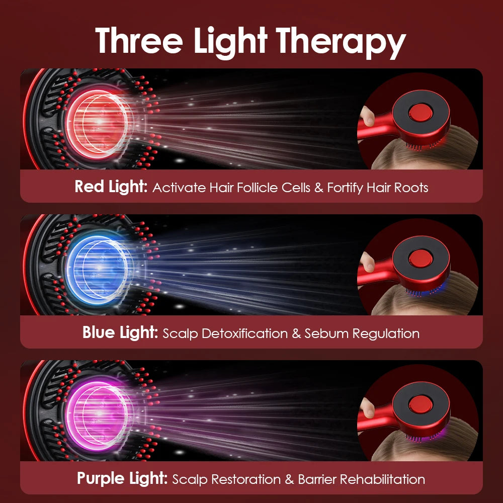 Electric Scalp Massage Comb with Oil Applicator & LED Lights
