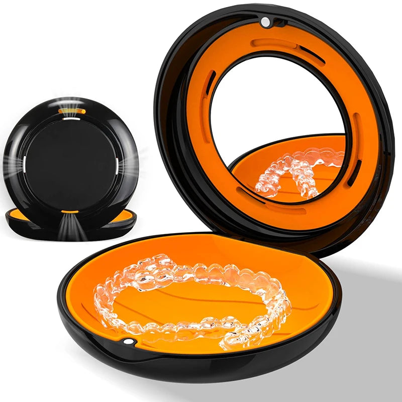 Orthodontic Case Dental Invisible Braces Retainer Box With Mirror Mouth Guard Denture Storage Aligner Case Oral Hygiene Organize
