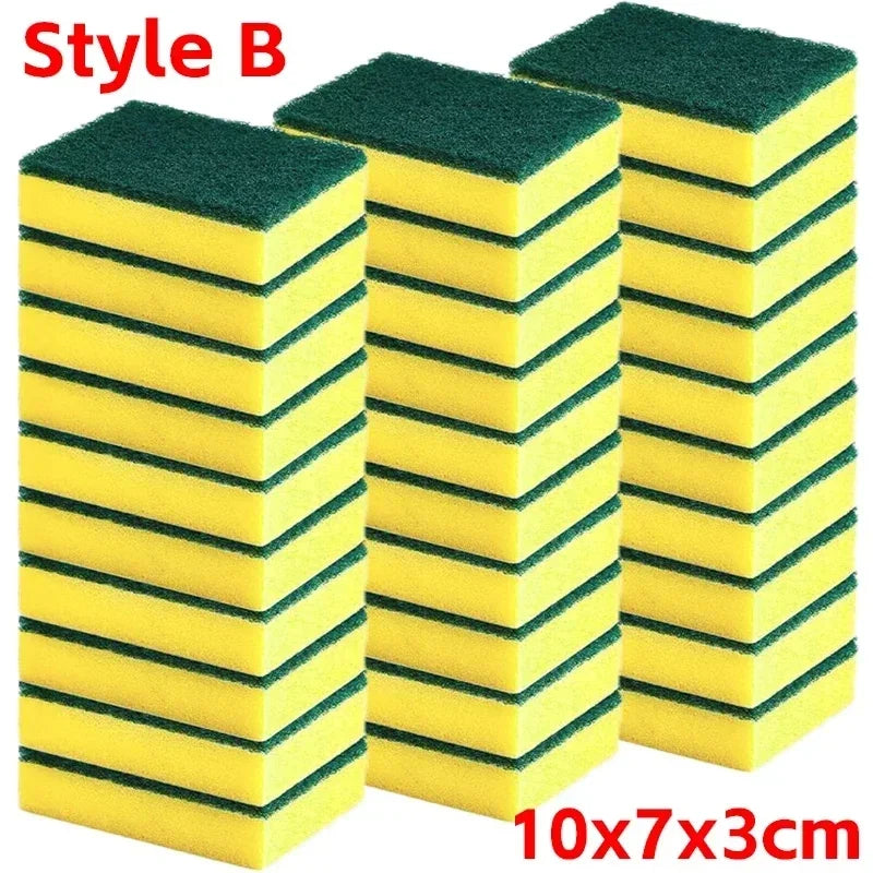 Double-Sided Kitchen Sponge Scrubber – Absorbent Sponge & Scouring Pad, Pack of 10/30/50