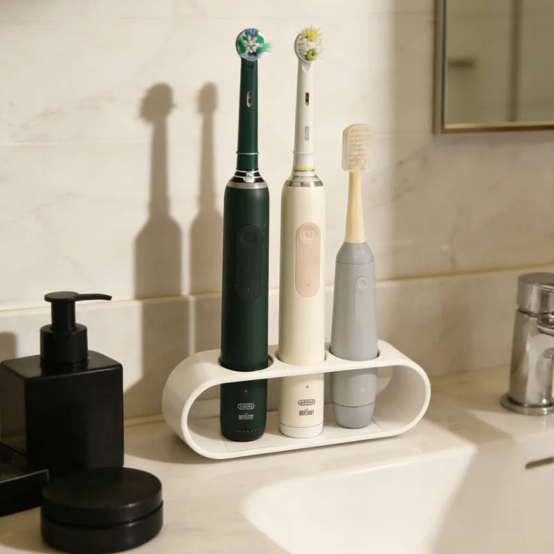 Electric toothbrush holder for bathroom use, large capacity design to store 3 toothbrushes and keep space tidy