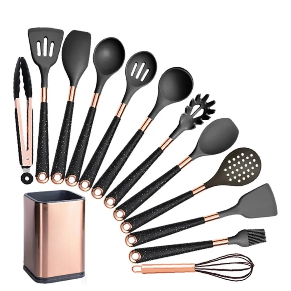 Silicone Kitchen Utensil with Rose-Gold-Tone Handle – Choice of Style