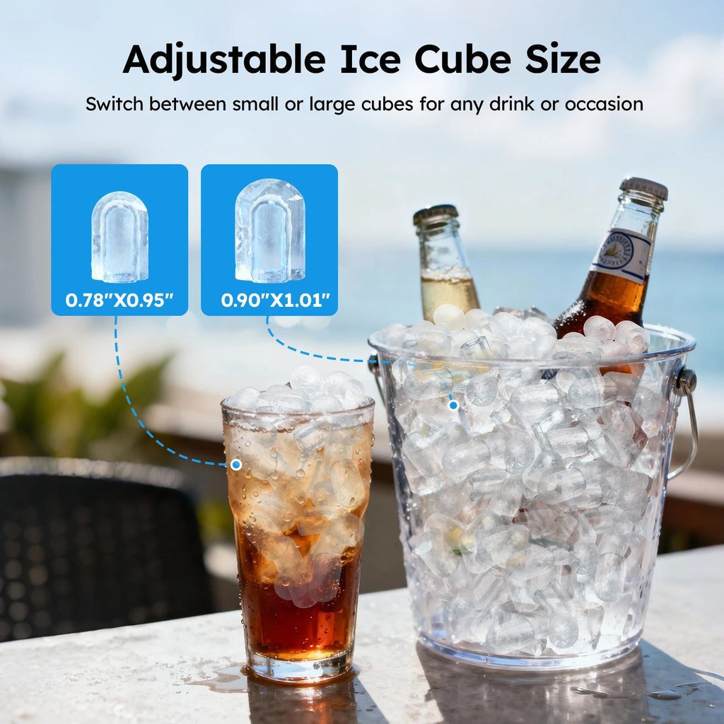 Portable Countertop Ice Maker with Handle, Bullet Ice