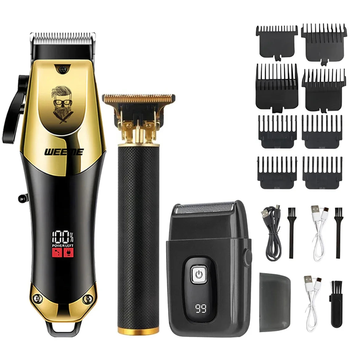 T9 Cordless Hair Clipper with Anti-Slip Grip, 4 Guide Combs and USB-C Charging
