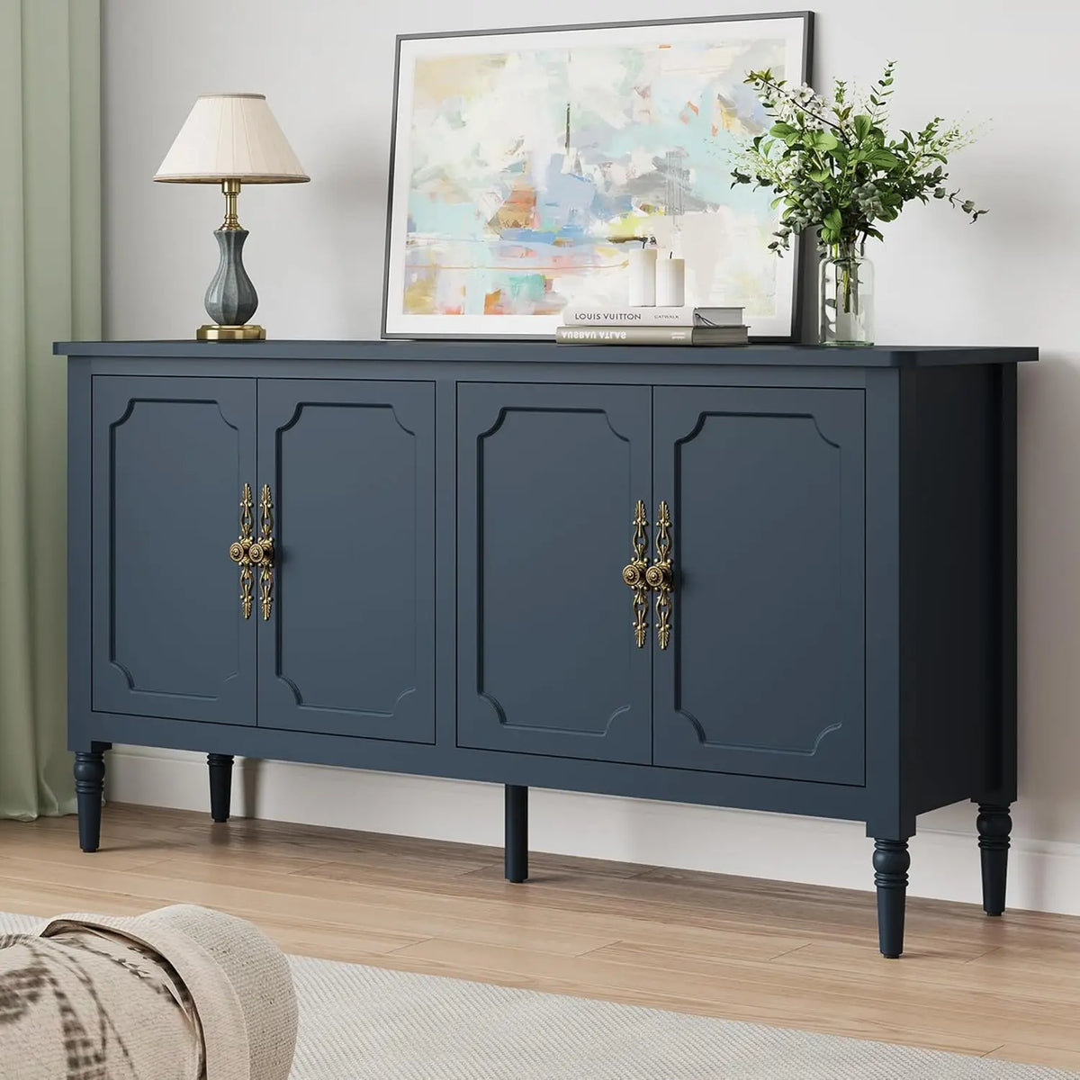 Modern Sideboard Buffet Cabinet with Adjustable Shelves & Carved Handles