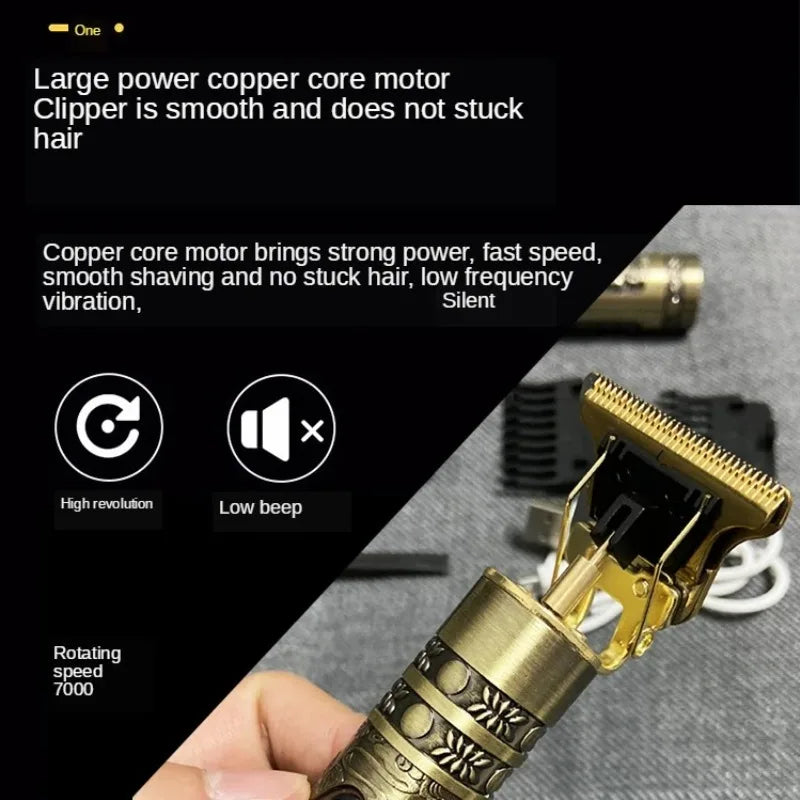 T9 Cordless Hair Trimmer with Zero-Gap T-Blade and 4 Guide Combs