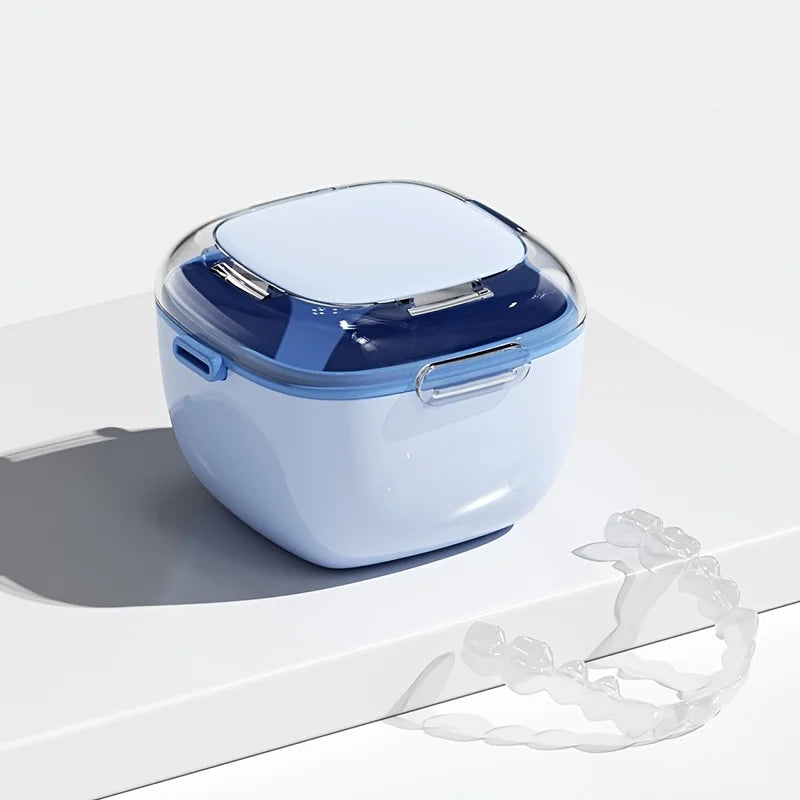 Multi-functional Retainer Case Portable Mouth Guard Box Oral Cleaning False Teeth Denture Storage Box Teeth Aligner Braces Box