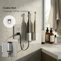 Aluminum Electric Toothbrush Holder 2-Pack Wall Mount with Charging Cable Slot Self Adhesive, Minimalist Design, Fits Most Elec