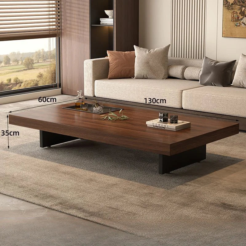 Square Solid Wood Coffee Table with Stainless Steel Feet