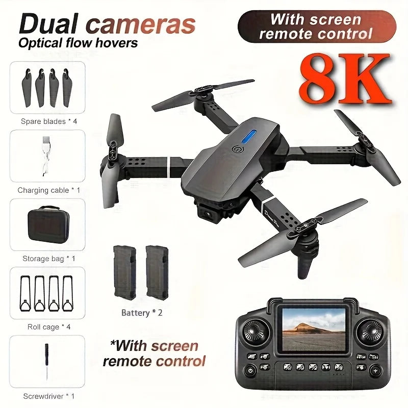 E88 Pro Foldable Drone with Dual Cameras and One-Key Return, RC Quadcopter for Beginners