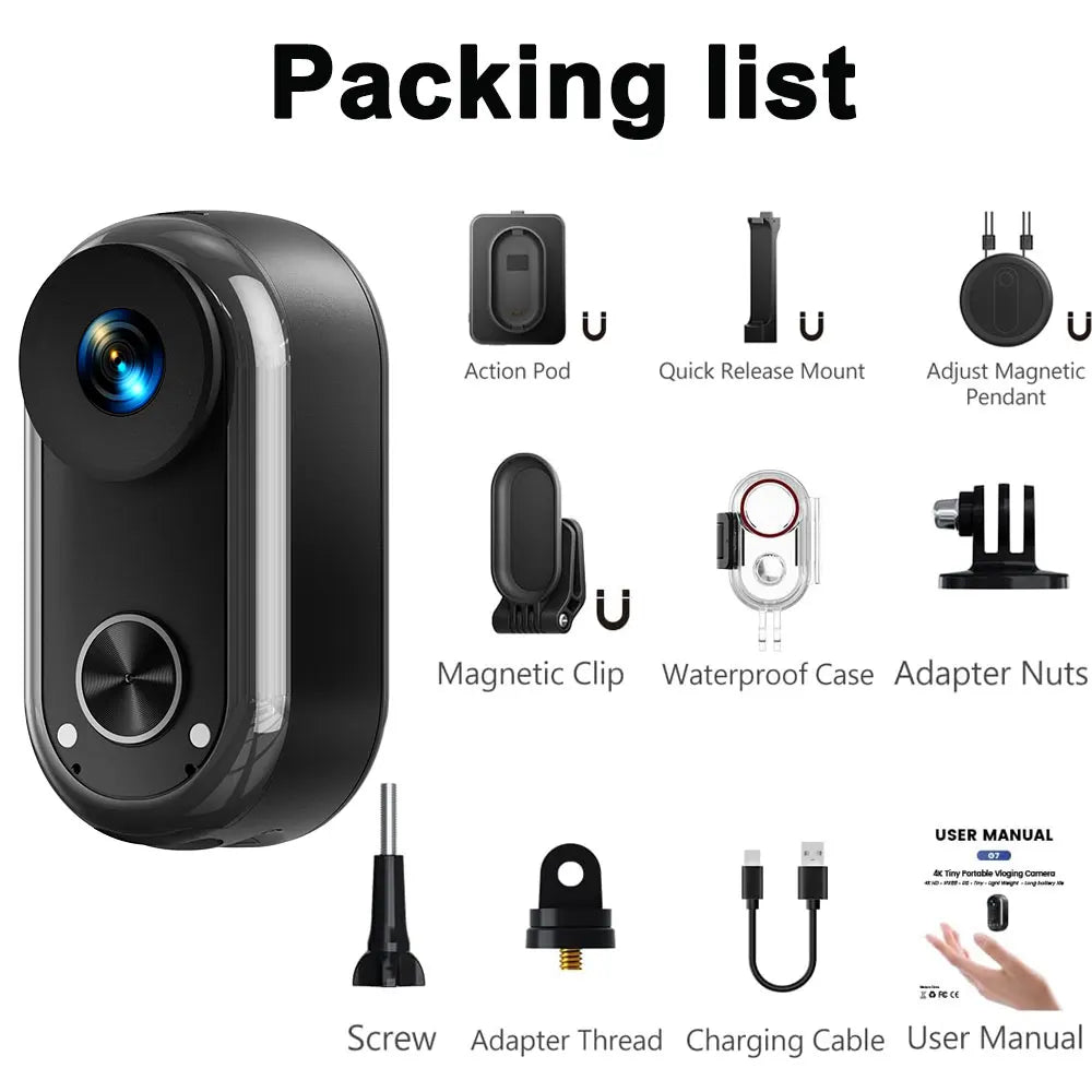 ANSVICAM 4K Mini Action Camera with Magnetic Mounts & Charging Case