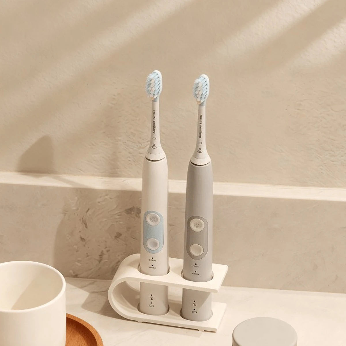 Two-Hole Toothbrush Holder for Countertop, Electric Toothbrush Storage Rack Bathroom Tools, Suitable for Organizing Toothbrushes