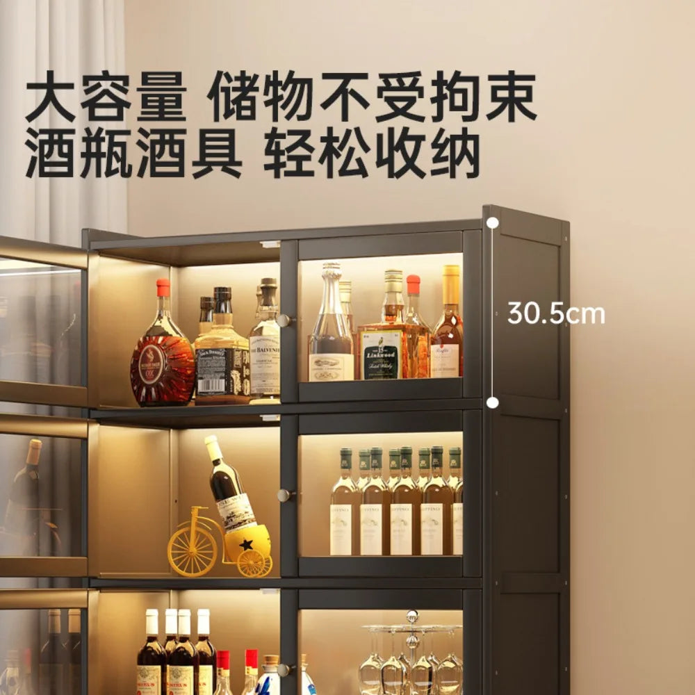 Wine cabinet against the wall Locker Living room Household Baijiu red wine large capacity acrylic transparent storage cabinet