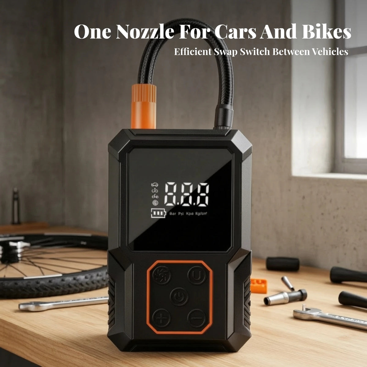 Portable Tire Inflator, Compact Rechargeable Electric Air Pump
