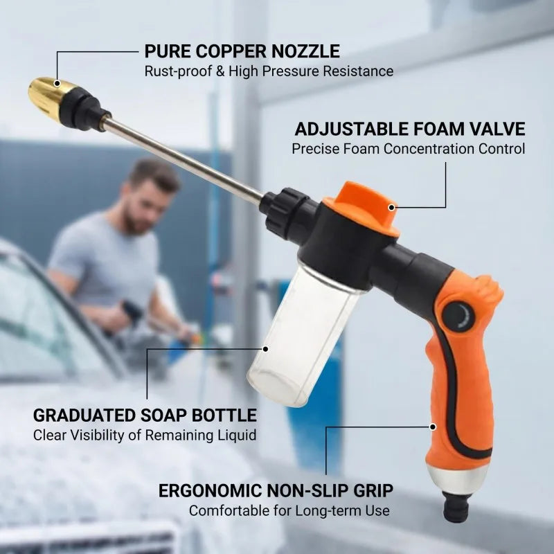 Long Wand Garden Hose Spray Nozzle for Watering and Car Washing