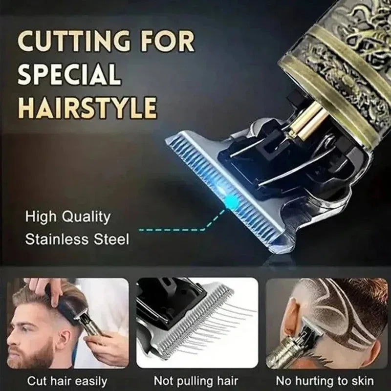 T9 Cordless Hair Trimmer with Zero-Gap T-Blade and 4 Guide Combs