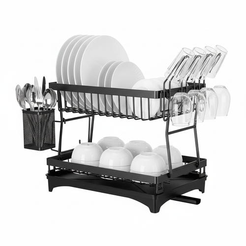 2-Tier Dish Drying Rack – White Background