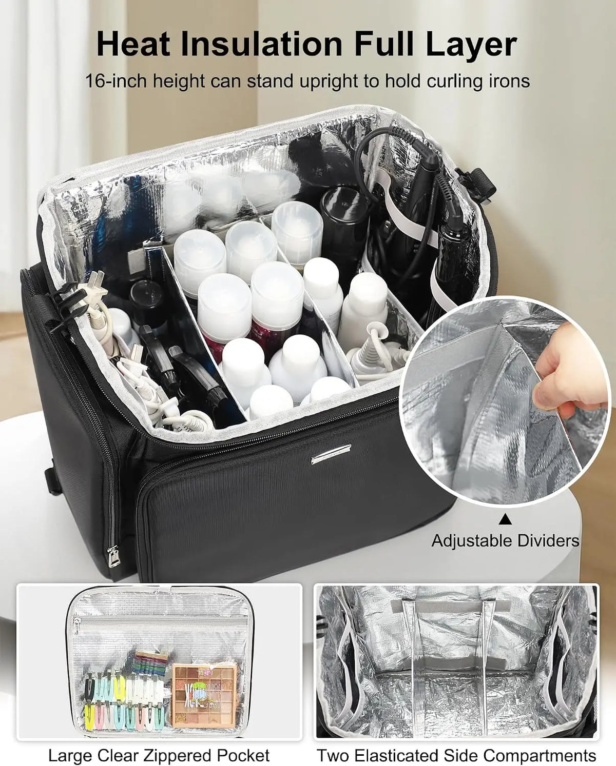 Professional Rolling Makeup & Hair Tools Trolley Case | Hairstylist Travel Bag on Wheels with 6 Clear Bags
