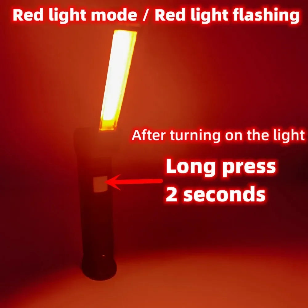 Folding COB LED Work Light - USB Rechargeable Magnetic Inspection Lamp with Hook