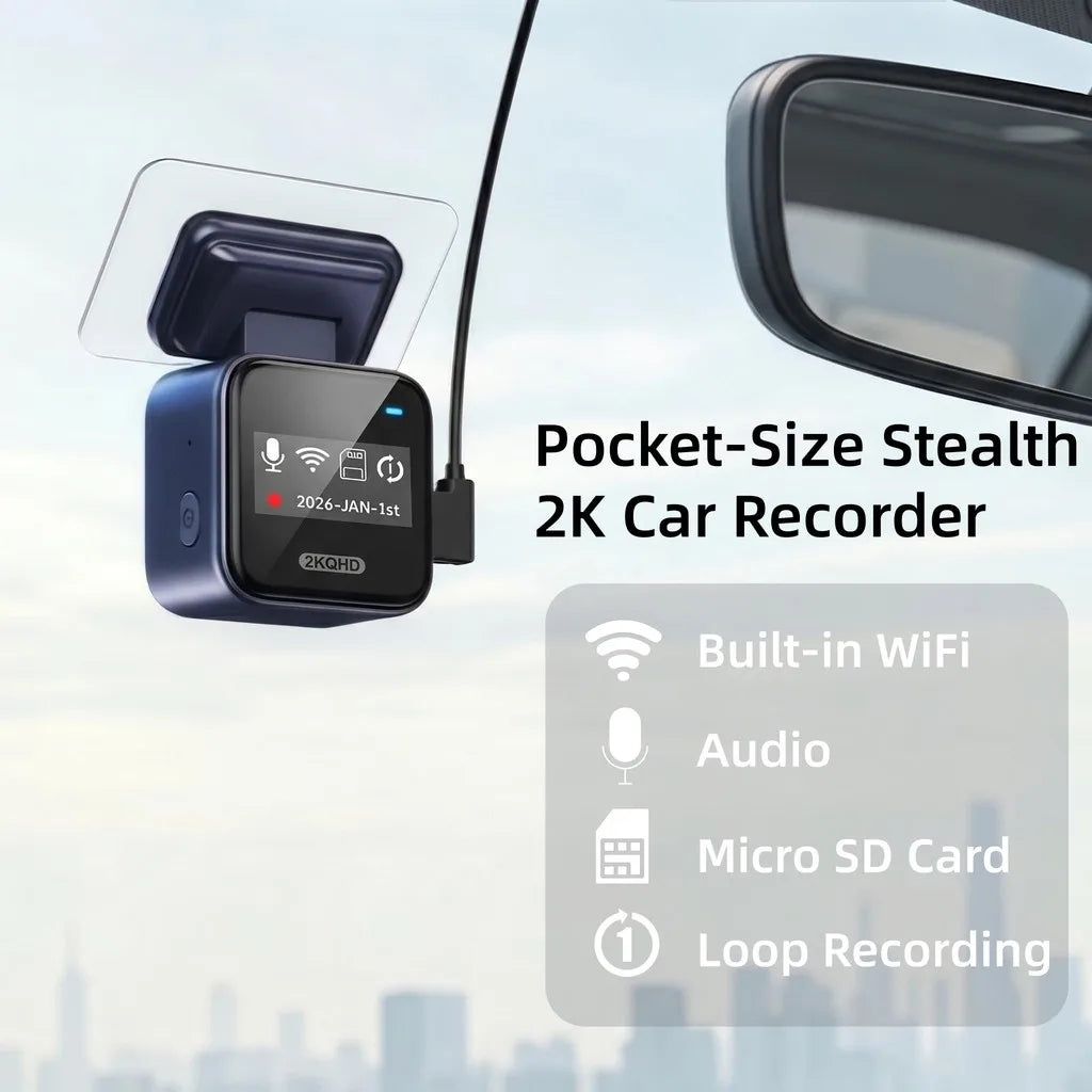 F18 2K Mini Dash Cam with Wi-Fi & Parking Monitor