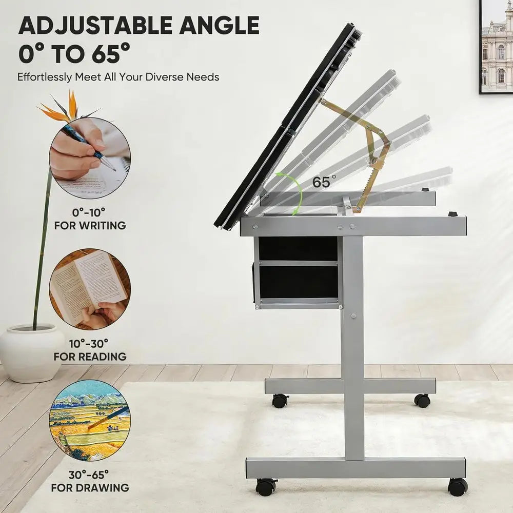 Proional Drating Table or Adults Teens, ing Glass Tabletop Art Crat Desk Diamond Watercolor Paintings Sketching Work Station or
