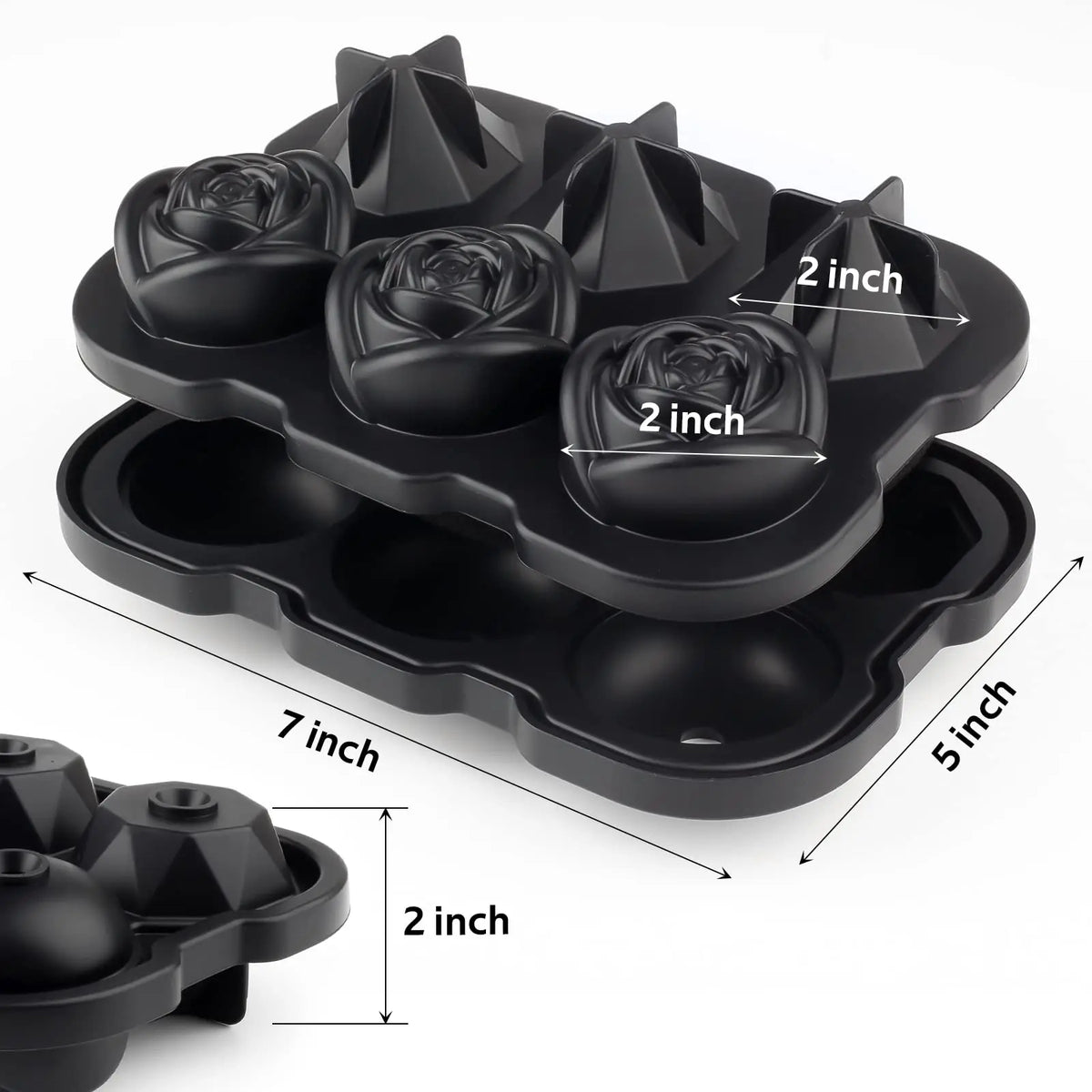 3D Rose & Diamond Ice Cube Tray | 6-Grid Silicone Mould with Lid