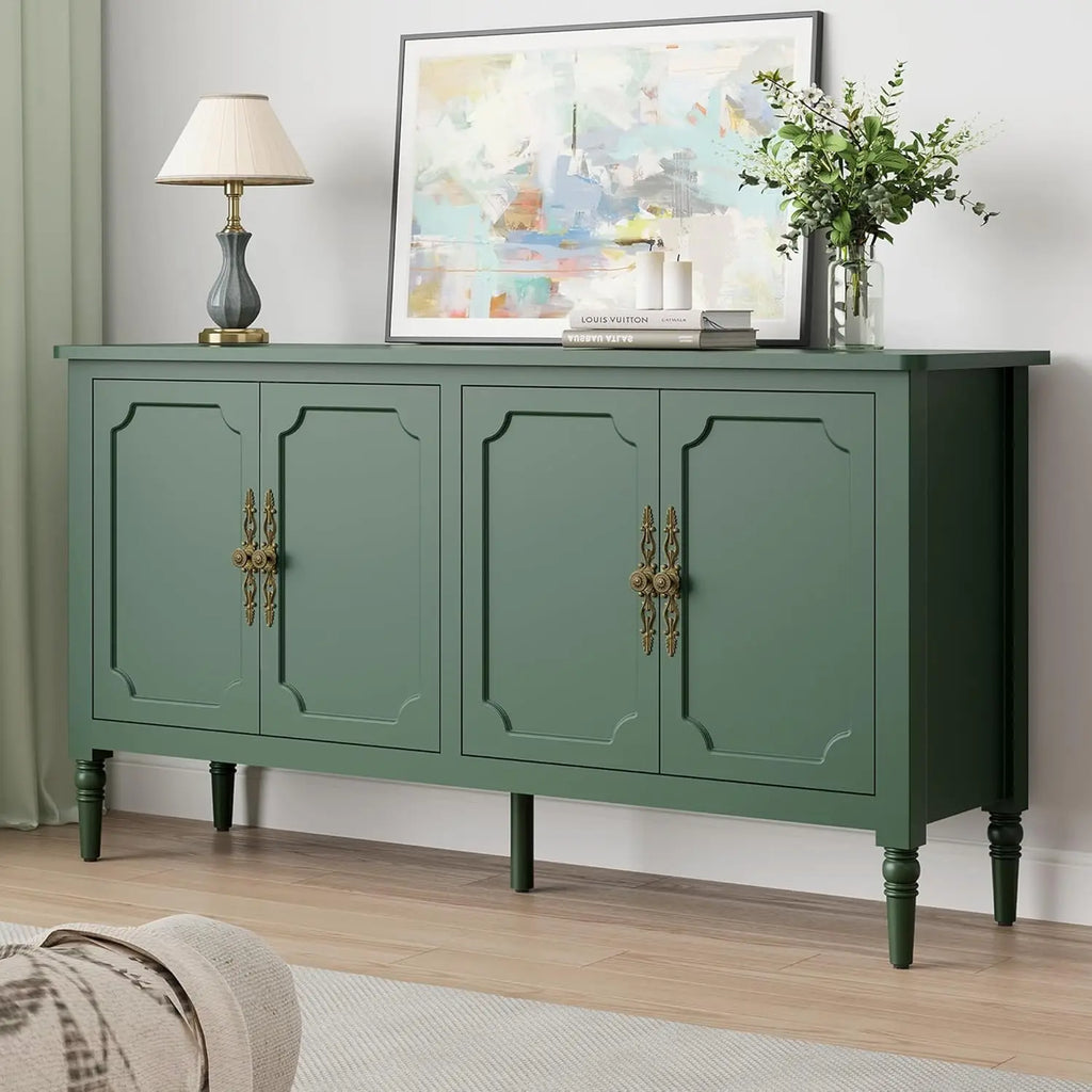Modern Sideboard Buffet Cabinet with Adjustable Shelves & Carved Handles